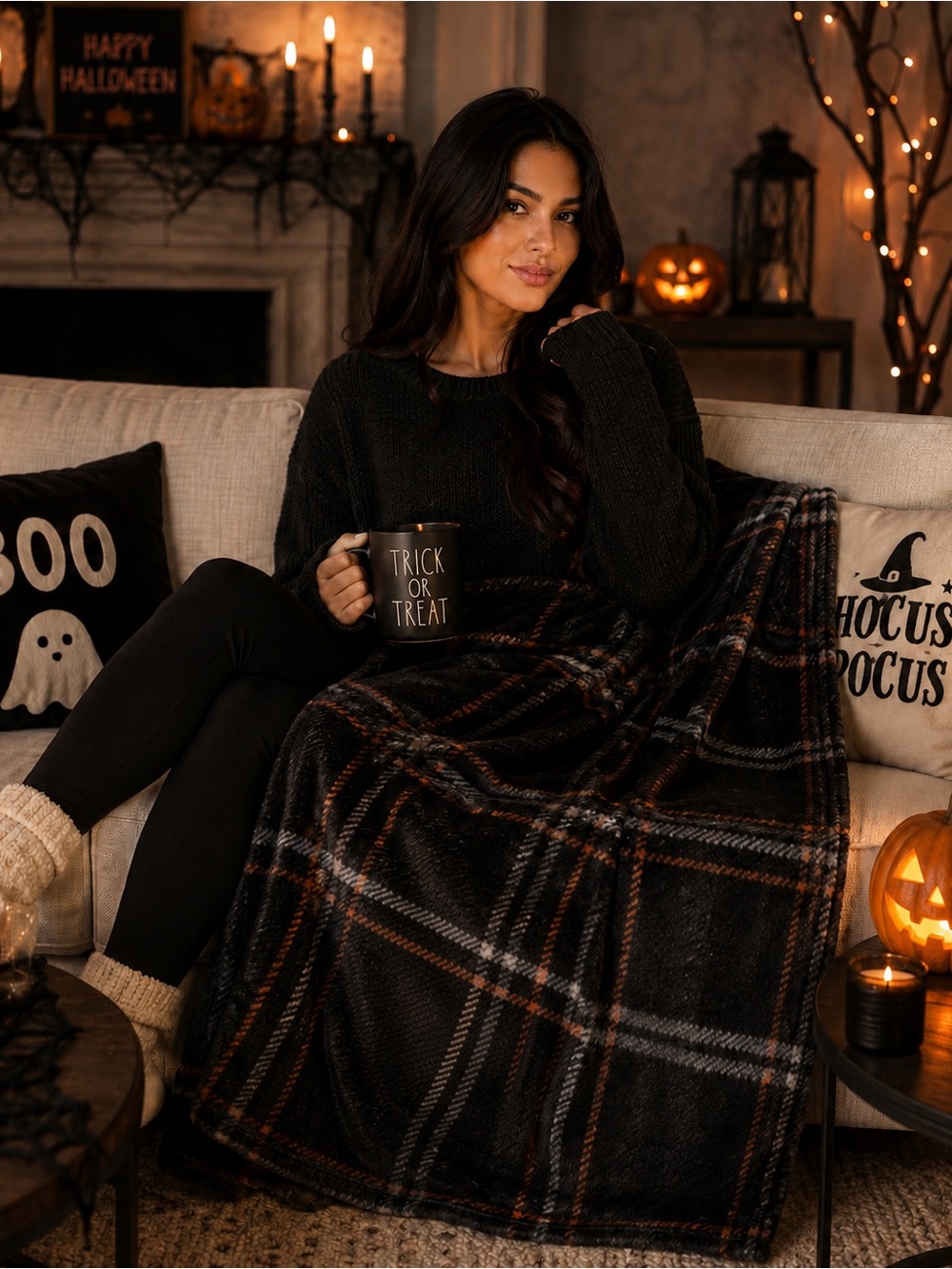 RAMALLAH TRADING CO RT 1916 DESIGNER’S COLLECTION PLUSH HALLOWEEN THROW BLANKET